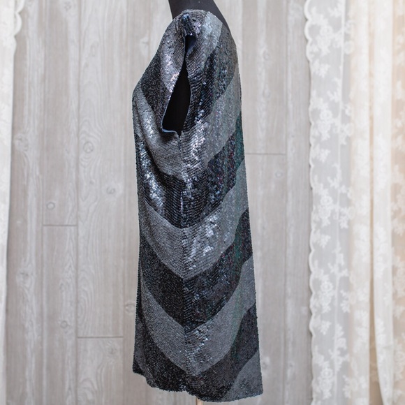 HH Haute Hippie Chevron Sequin Silk shift L - Picture 5 of 8